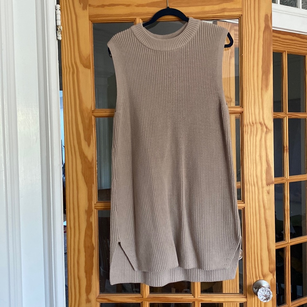 H&M Brown Mock Neck Sleeveless Mini Dress